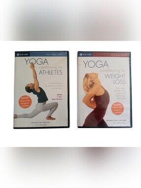 GAIAM 2 Deluxe Edition DVDS Set Yoga For Athletes & Yoga For Weight Loss